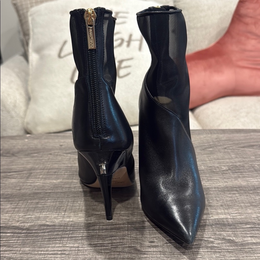 Jimmy Choo Chic Black Heeled Boots with Mesh Panels - Picture 2 of 6